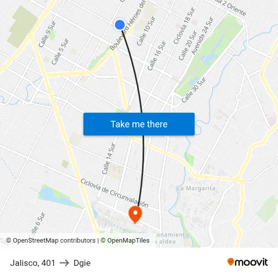 Jalisco, 401 to Dgie map