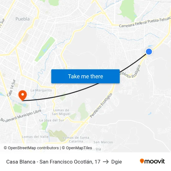 Casa Blanca - San Francisco Ocotlán, 17 to Dgie map