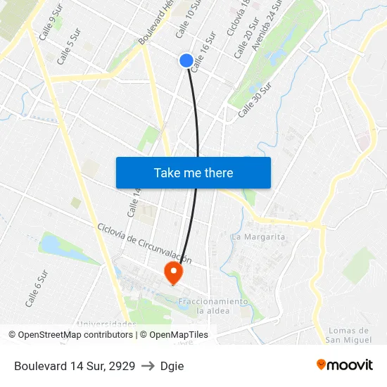 Boulevard 14 Sur, 2929 to Dgie map