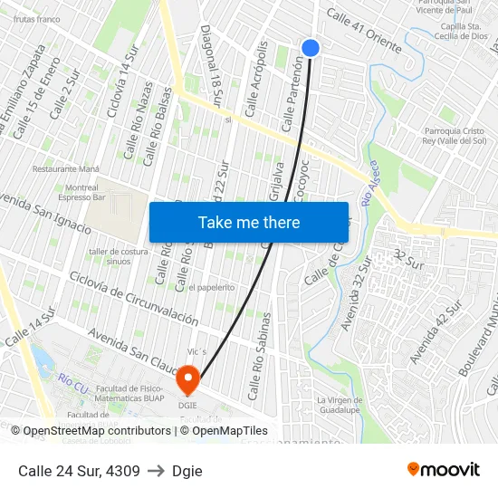 Calle 24 Sur, 4309 to Dgie map