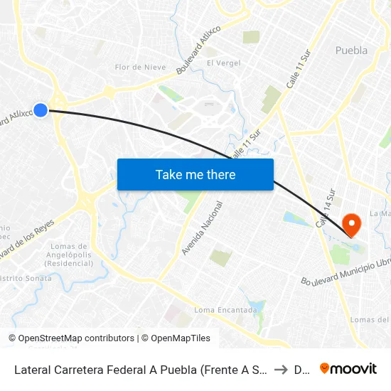 Lateral Carretera Federal A Puebla (Frente A Secundaria) to Dgie map