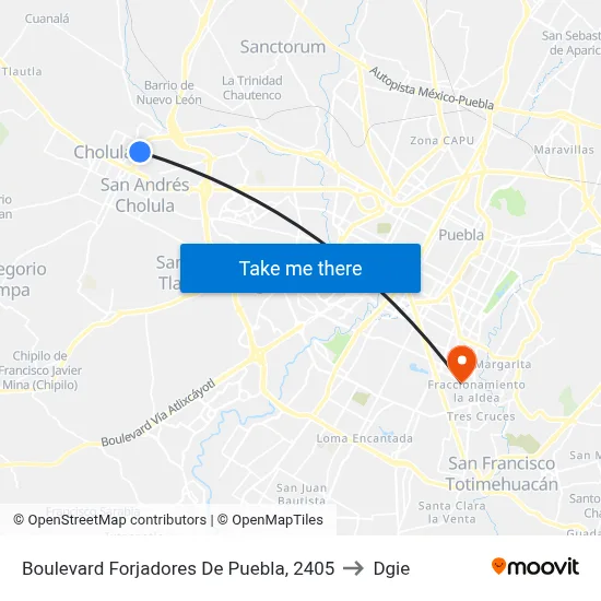 Boulevard Forjadores De Puebla, 2405 to Dgie map