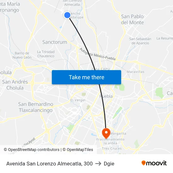 Avenida San Lorenzo Almecatla, 300 to Dgie map