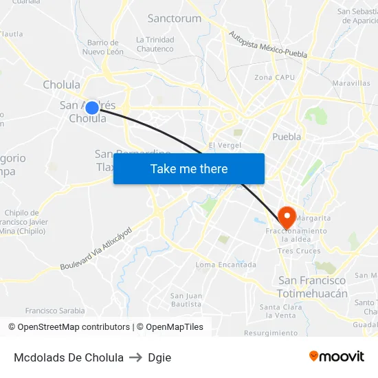 Mcdolads De Cholula to Dgie map