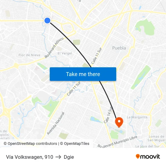 Vía Volkswagen, 910 to Dgie map
