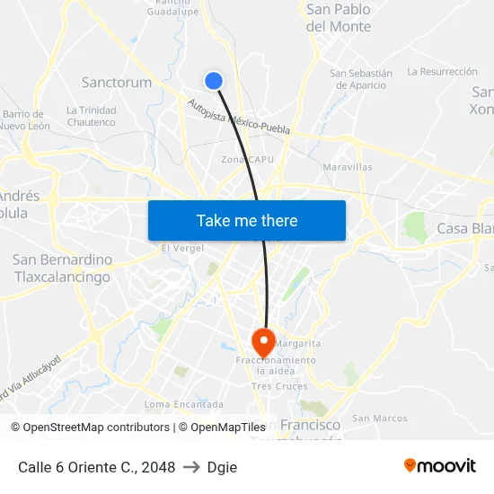 Calle 6 Oriente C., 2048 to Dgie map