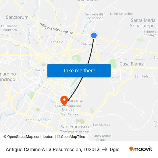 Antiguo Camino A La Resurrección, 10201a to Dgie map
