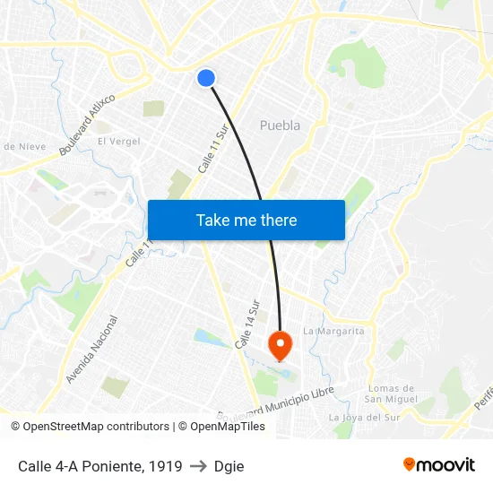 Calle 4-A Poniente, 1919 to Dgie map