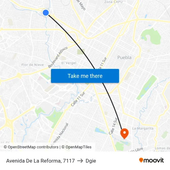 Avenida De La Reforma, 7117 to Dgie map