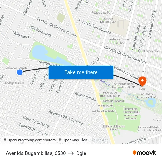 Avenida Bugambilias, 6530 to Dgie map
