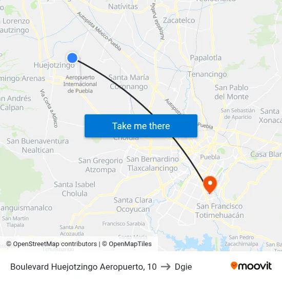 Boulevard Huejotzingo Aeropuerto, 10 to Dgie map