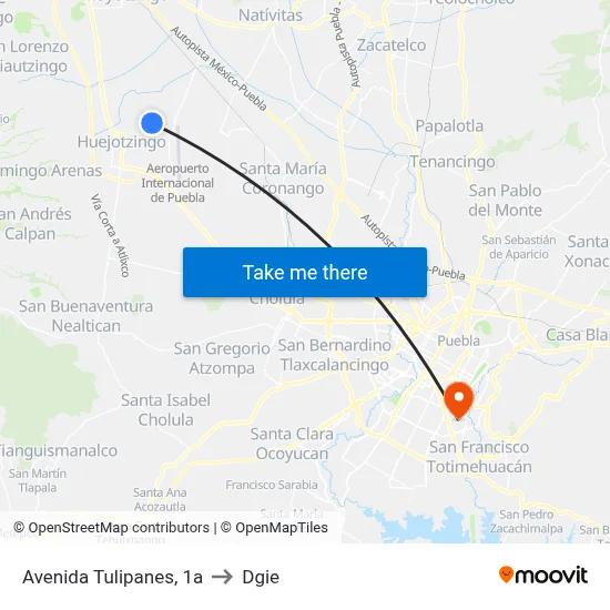 Avenida Tulipanes, 1a to Dgie map