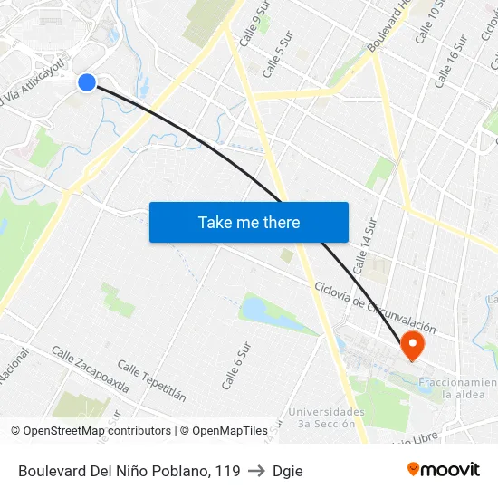 Boulevard Del Niño Poblano, 119 to Dgie map