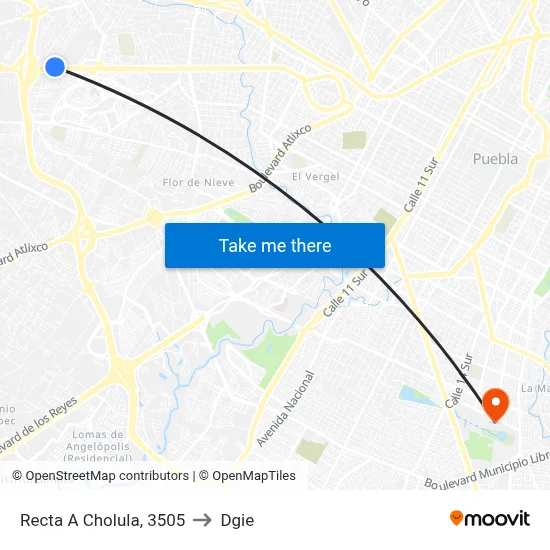 Recta A Cholula, 3505 to Dgie map