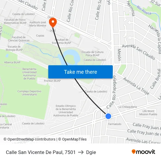 Calle San Vicente De Paul, 7501 to Dgie map