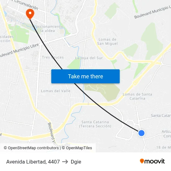 Avenida Libertad, 4407 to Dgie map