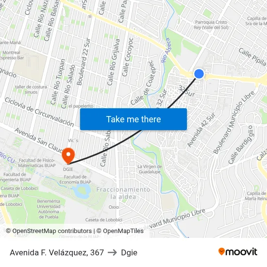 Avenida F. Velázquez, 367 to Dgie map