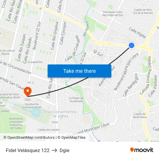 Fidel Velásquez 122 to Dgie map