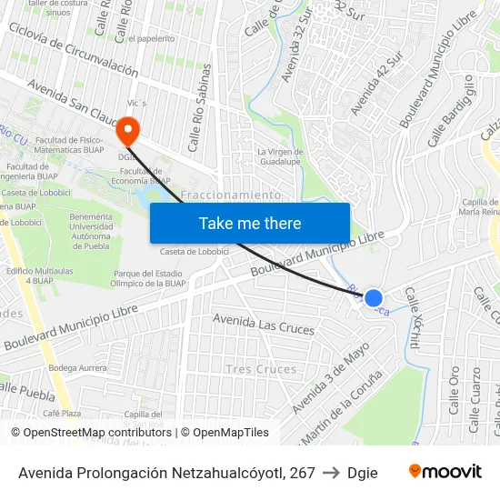Avenida Prolongación Netzahualcóyotl, 267 to Dgie map