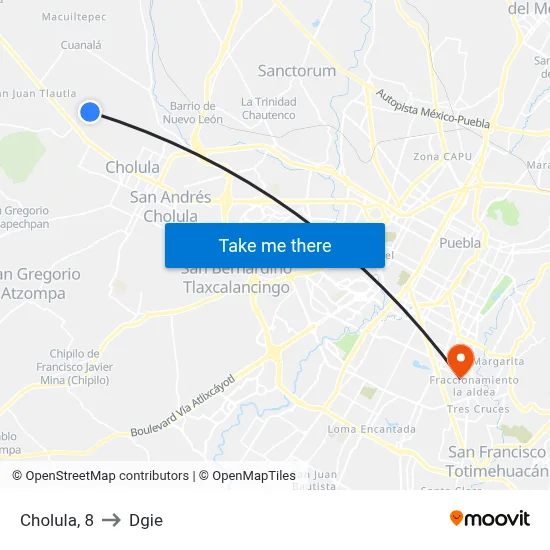 Cholula, 8 to Dgie map