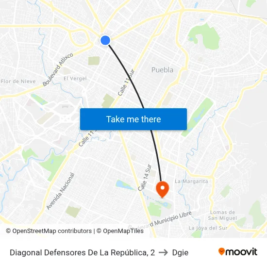 Diagonal Defensores De La República, 2 to Dgie map