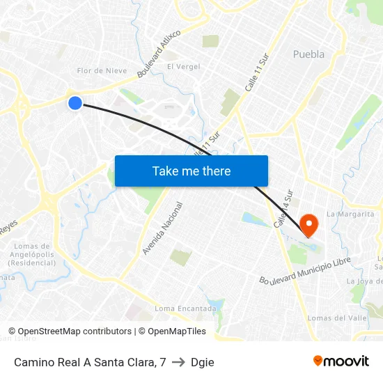 Camino Real A Santa Clara, 7 to Dgie map