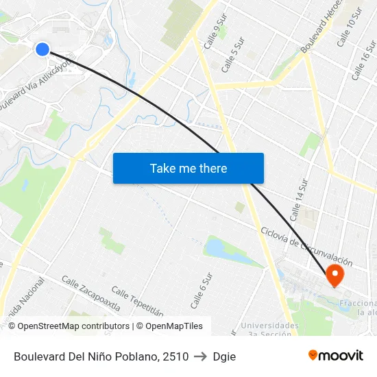 Boulevard Del Niño Poblano, 2510 to Dgie map