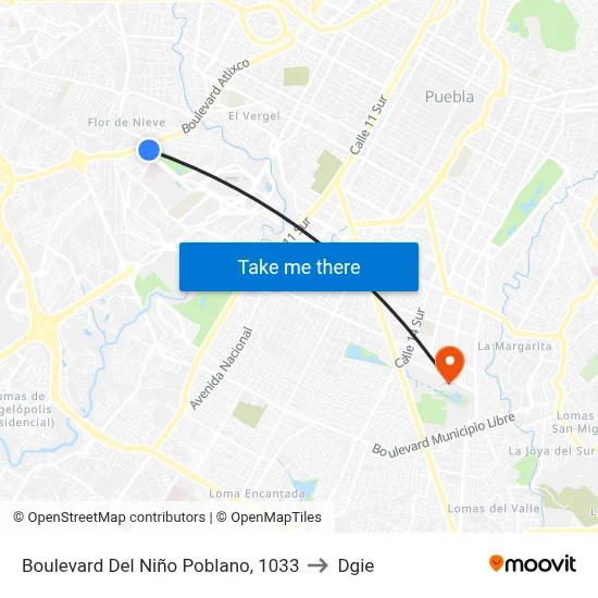 Boulevard Del Niño Poblano, 1033 to Dgie map