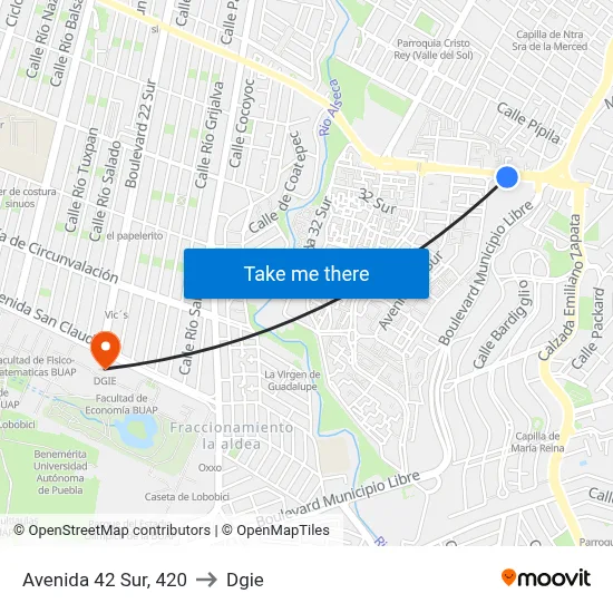 Avenida 42 Sur, 420 to Dgie map