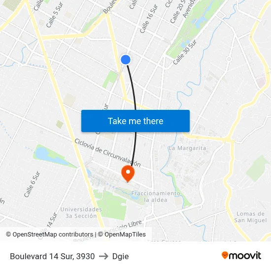 Boulevard 14 Sur, 3930 to Dgie map