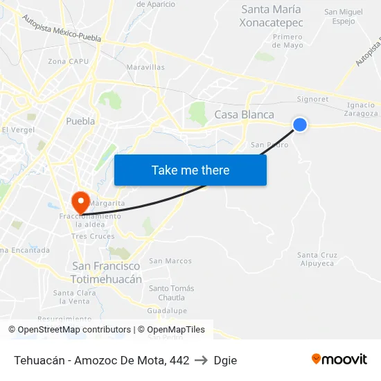 Tehuacán - Amozoc De Mota, 442 to Dgie map