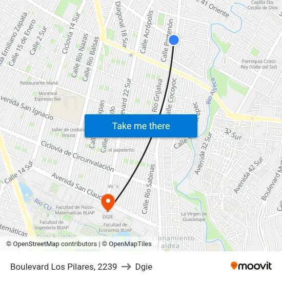 Boulevard Los Pilares, 2239 to Dgie map