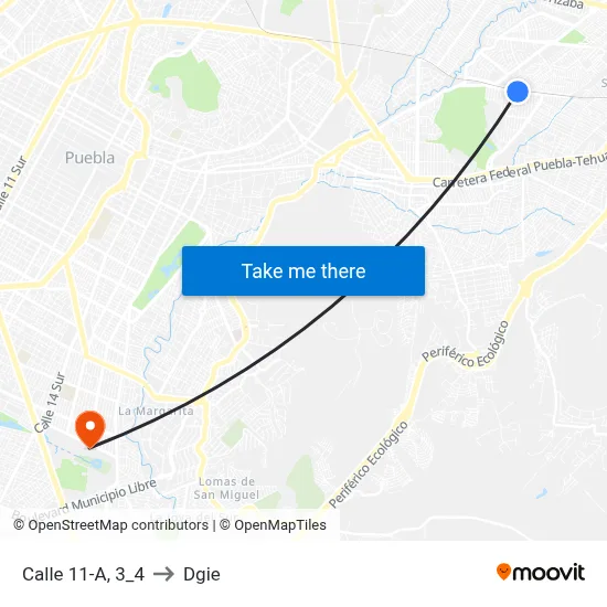 Calle 11-A, 3_4 to Dgie map