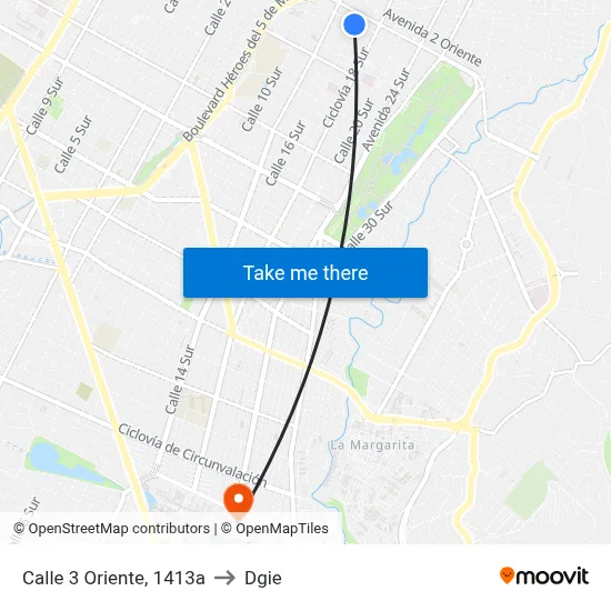 Calle 3 Oriente, 1413a to Dgie map