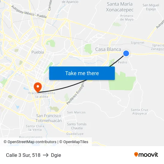 Calle 3 Sur, 518 to Dgie map