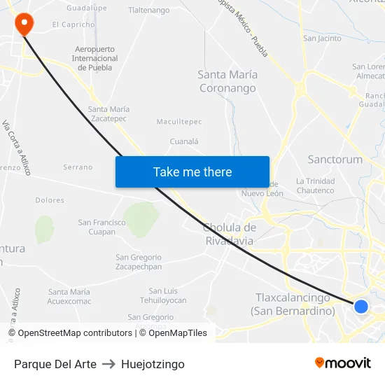Parque Del Arte to Huejotzingo map