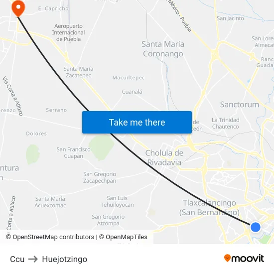 Ccu to Huejotzingo map