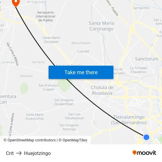 Crit to Huejotzingo map