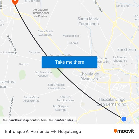 Entronque Al Periferico to Huejotzingo map