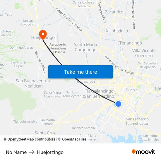 No Name to Huejotzingo map