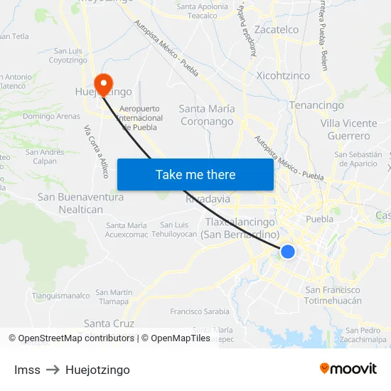Imss to Huejotzingo map
