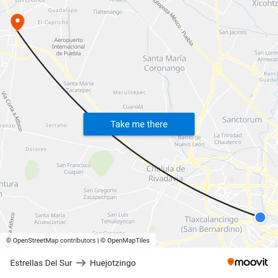Estrellas Del Sur to Huejotzingo map