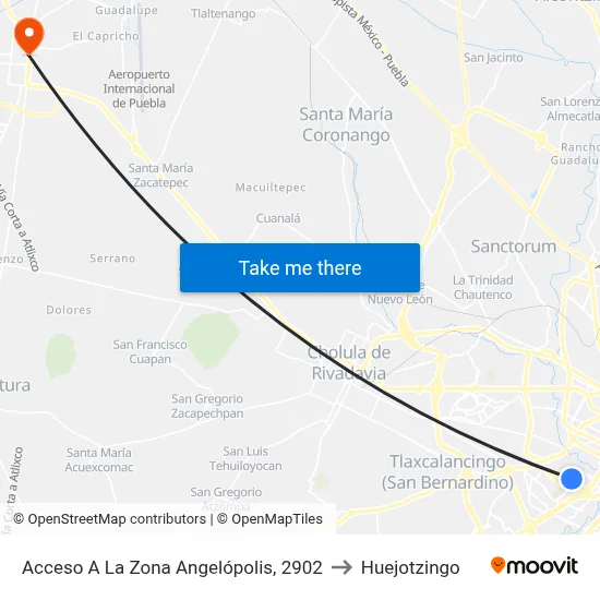 Acceso A La Zona Angelópolis, 2902 to Huejotzingo map