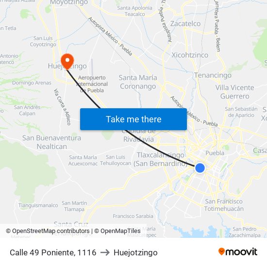 Calle 49 Poniente, 1116 to Huejotzingo map