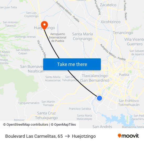 Boulevard Las Carmelitas, 65 to Huejotzingo map