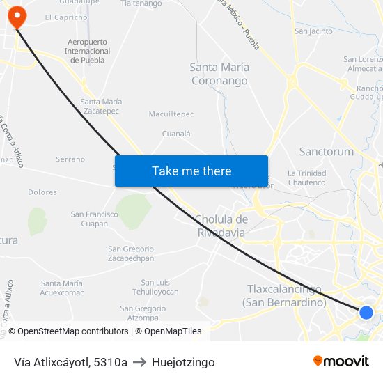 Vía Atlixcáyotl, 5310a to Huejotzingo map