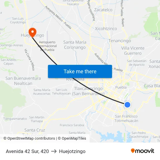 Avenida 42 Sur, 420 to Huejotzingo map