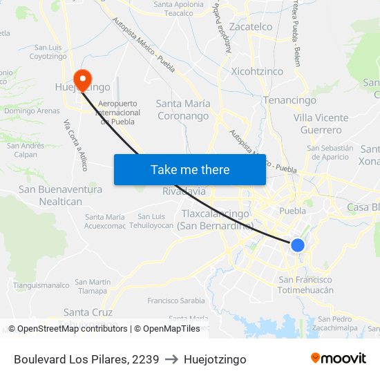 Boulevard Los Pilares, 2239 to Huejotzingo map