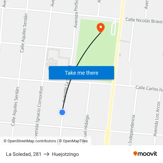 La Soledad, 281 to Huejotzingo map