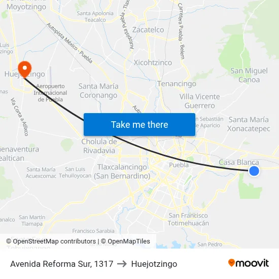 Avenida Reforma Sur, 1317 to Huejotzingo map